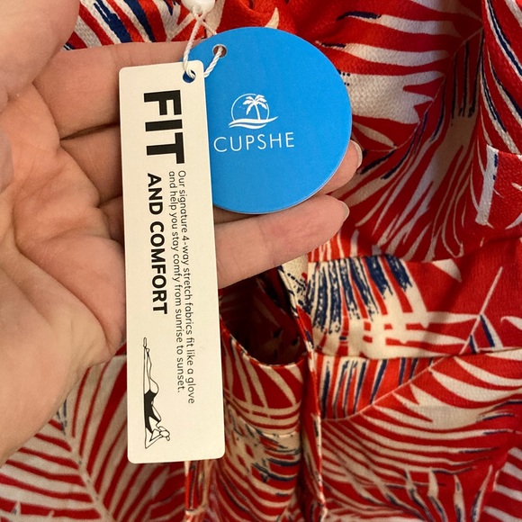 Cupshe Red and Blue Leaf Print Maxi Slip Dress - Picture 3 of 12